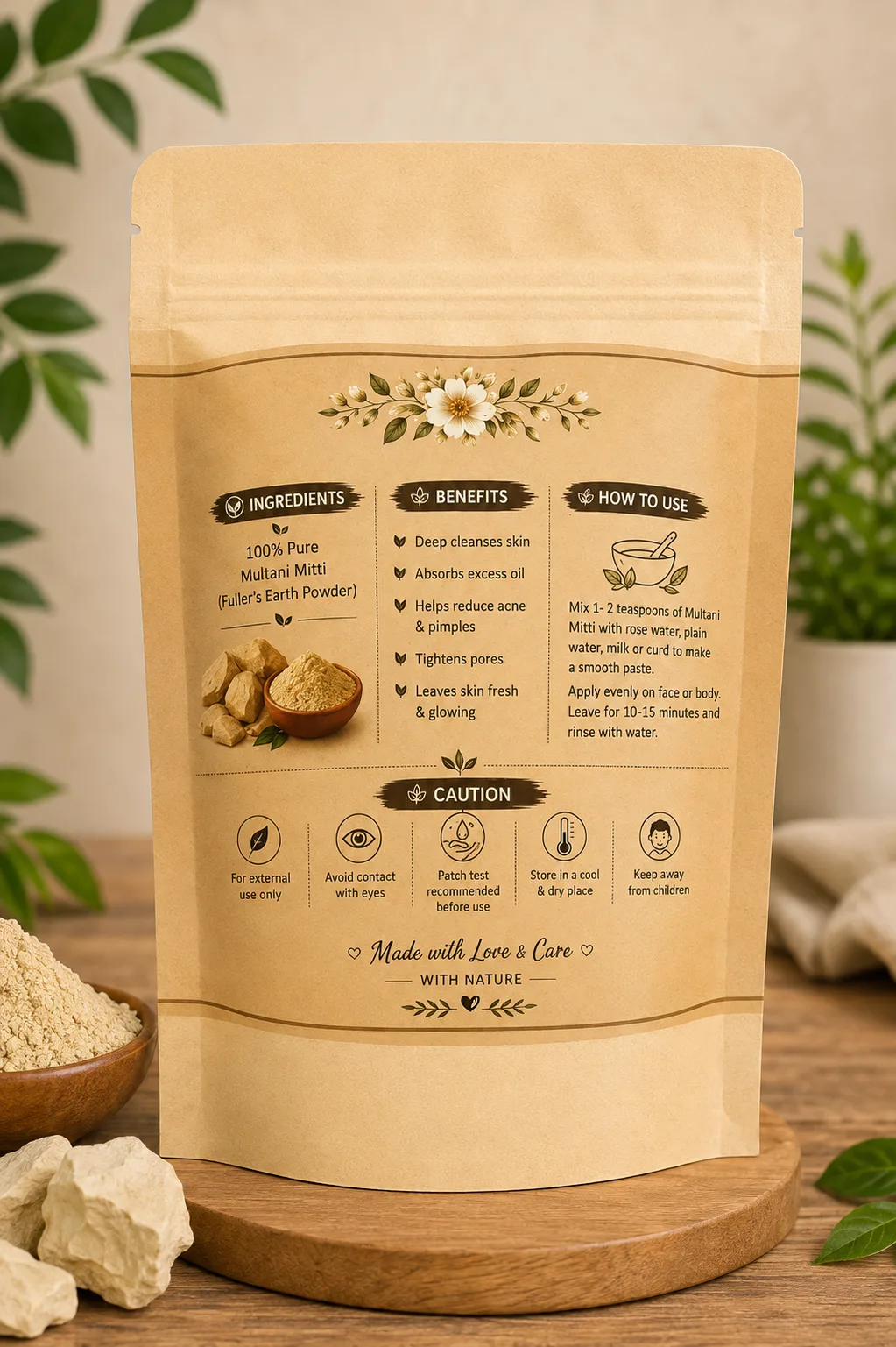 Multani Mitti (Fuller's Earth) + FREE Ice Roller (100 g)